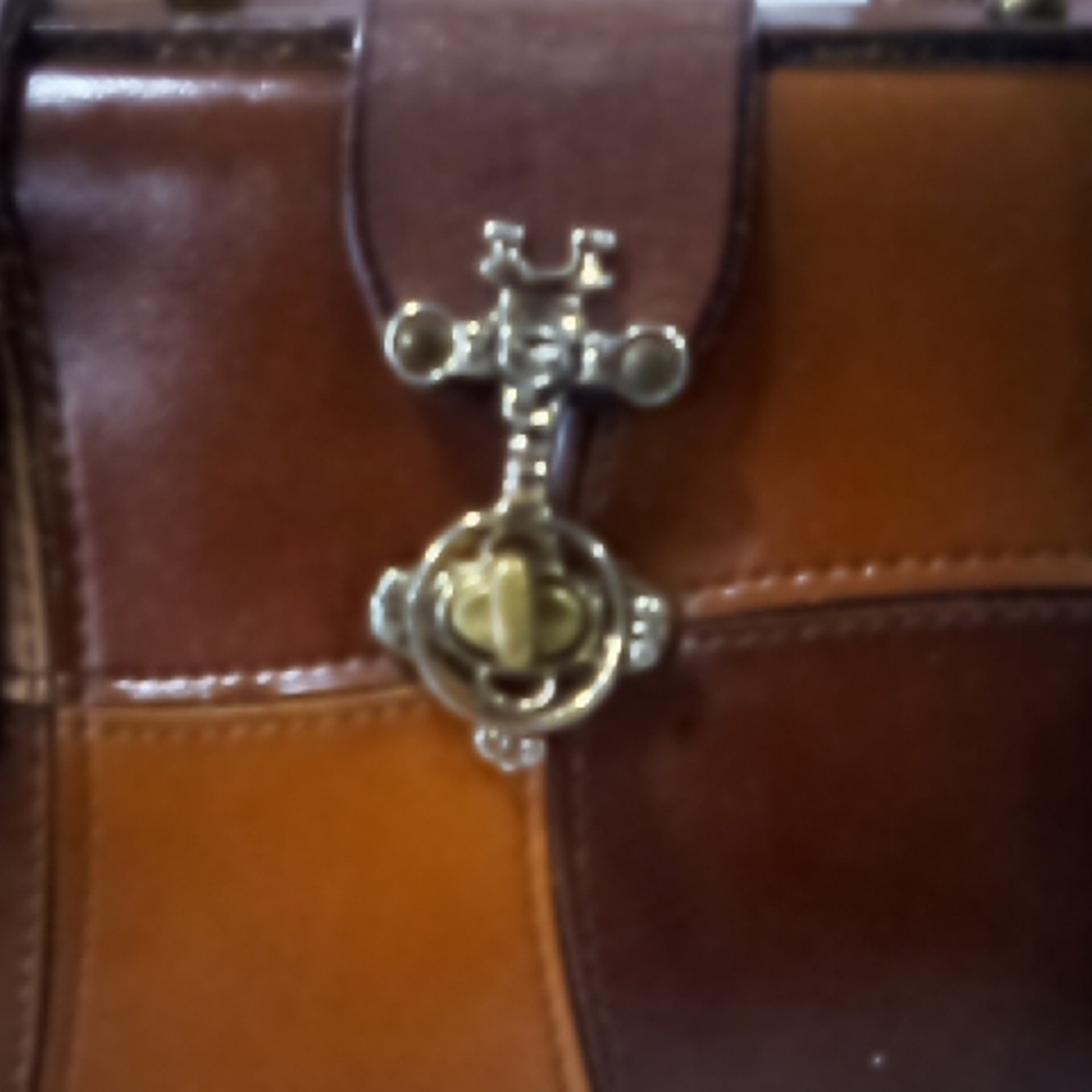 Elegant Leather Patchwork Satchel - image 7